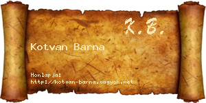 Kotvan Barna névjegykártya