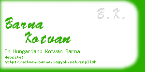 barna kotvan business card